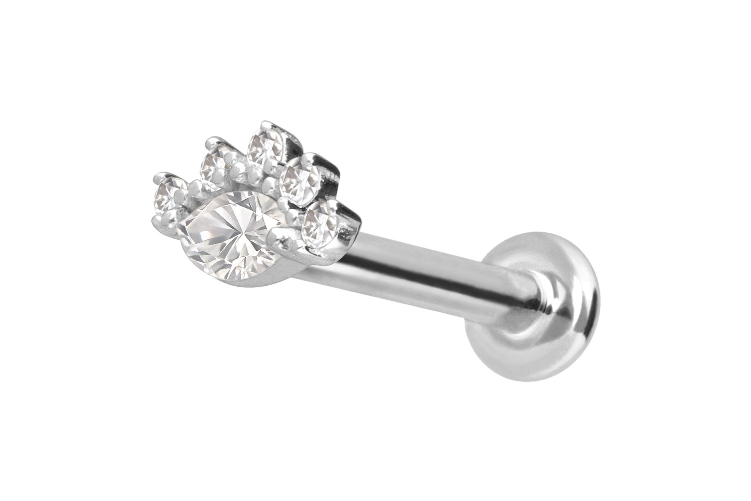 14 Karat Gold Labret Piercing mit Push Fit MOISSANITE-AUGE